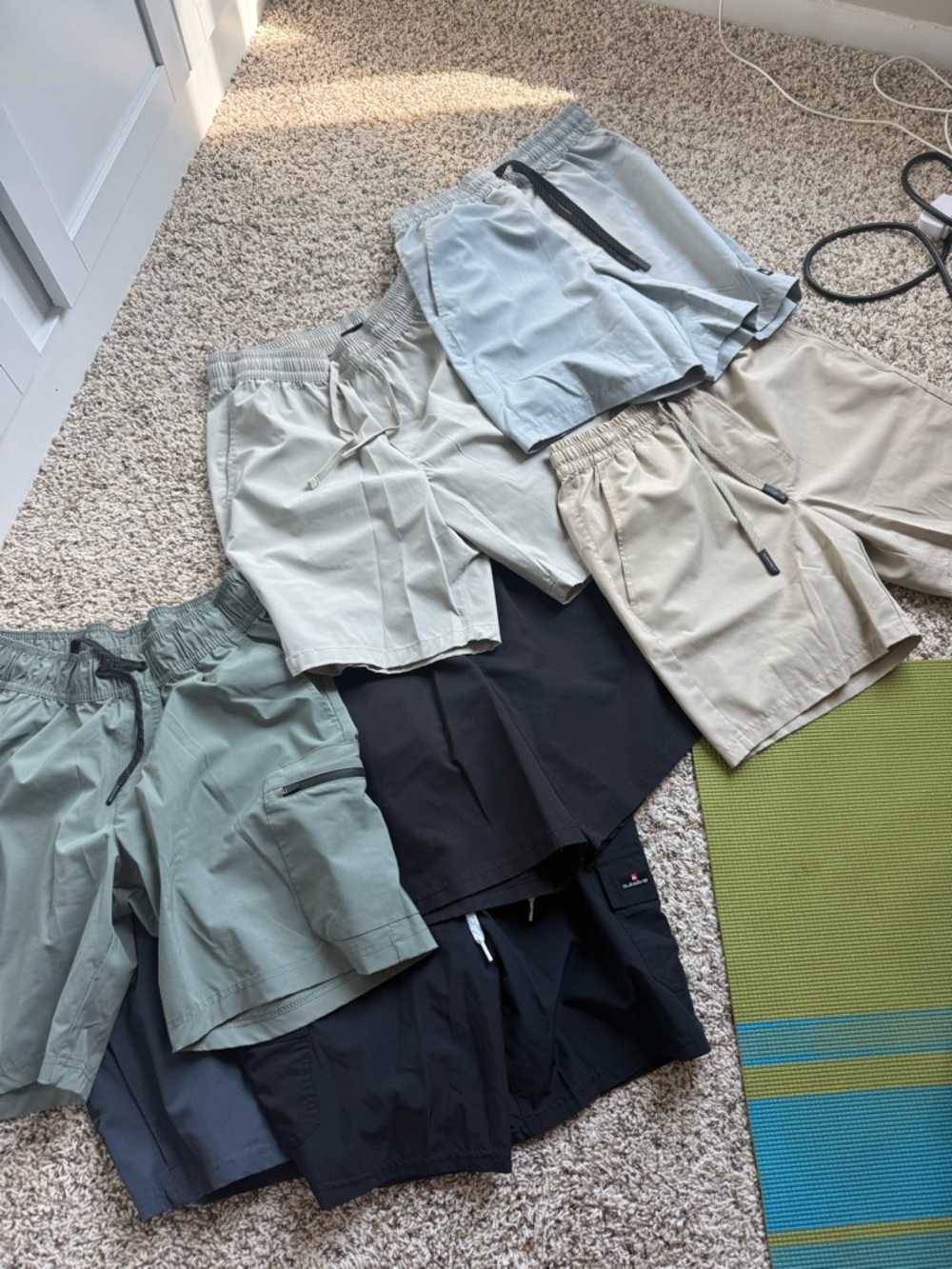 Men's Elastic-Waist Casual Shorts - Black, Light Gray, Beige, Sage many brands